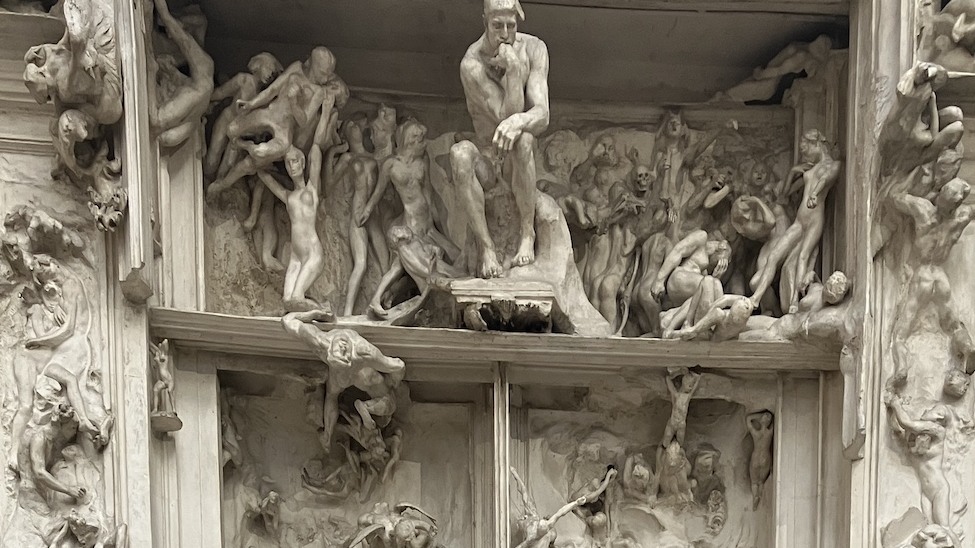 Rodin’s ‘Gates of Hell’ inspired by Dante’s Inferno and later Baudelaire’s Les Fleurs du Mal with the famous ‘Thinker’ on top, Musée d’Orsay, Paris